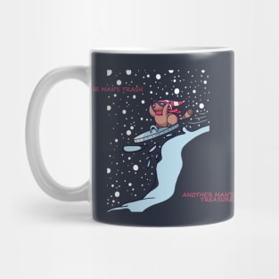 Funny Trash Panda In Snow (Dark Version) Mug